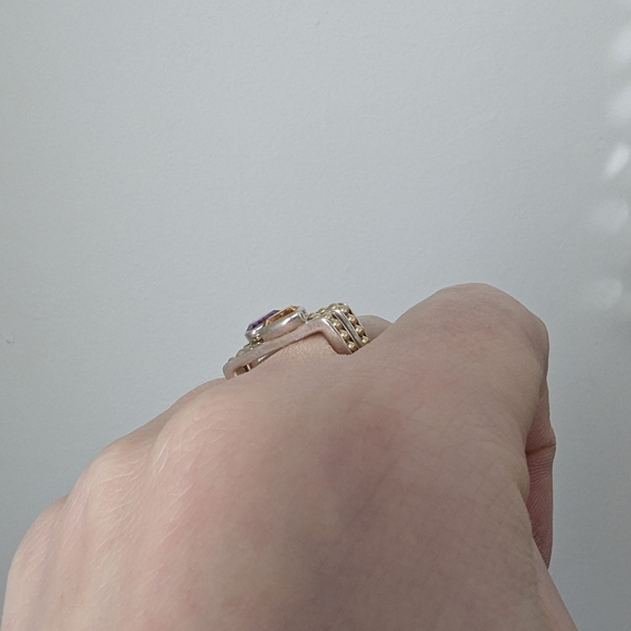 LAGOS Sterling silver 18k gold orange Citrine squared beaded caviar ring - Picture 3 of 4